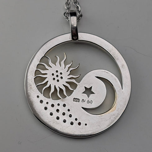 ヴィンテージ 純銀製ペンダント 月と太陽デザイン 13.5g ネックレス付き